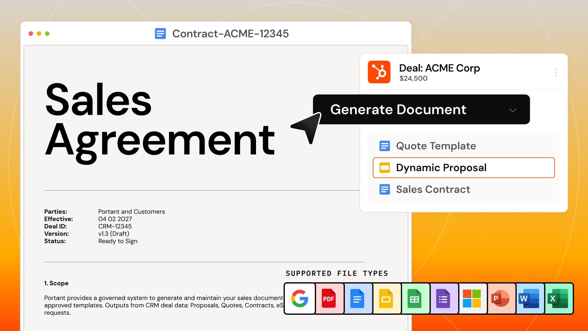 Generate documents inside HubSpot